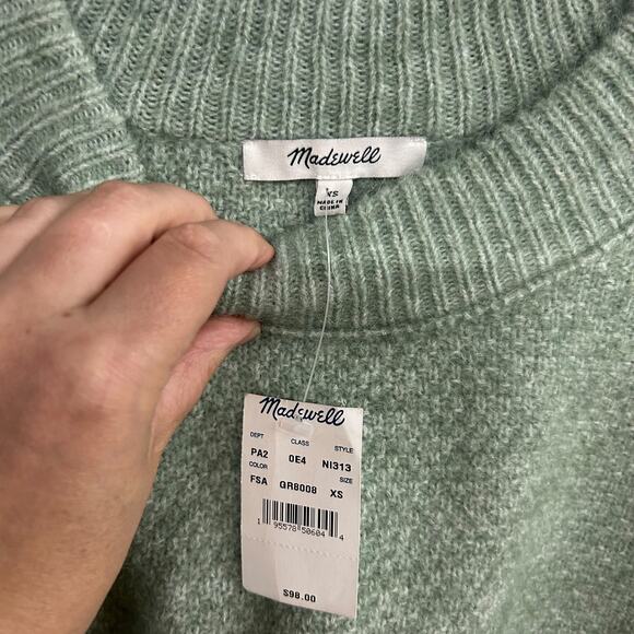 Quiet Luxury Alpaca Wool Blend Sweater Madewell Green XS NWT - Picture 5 of 8